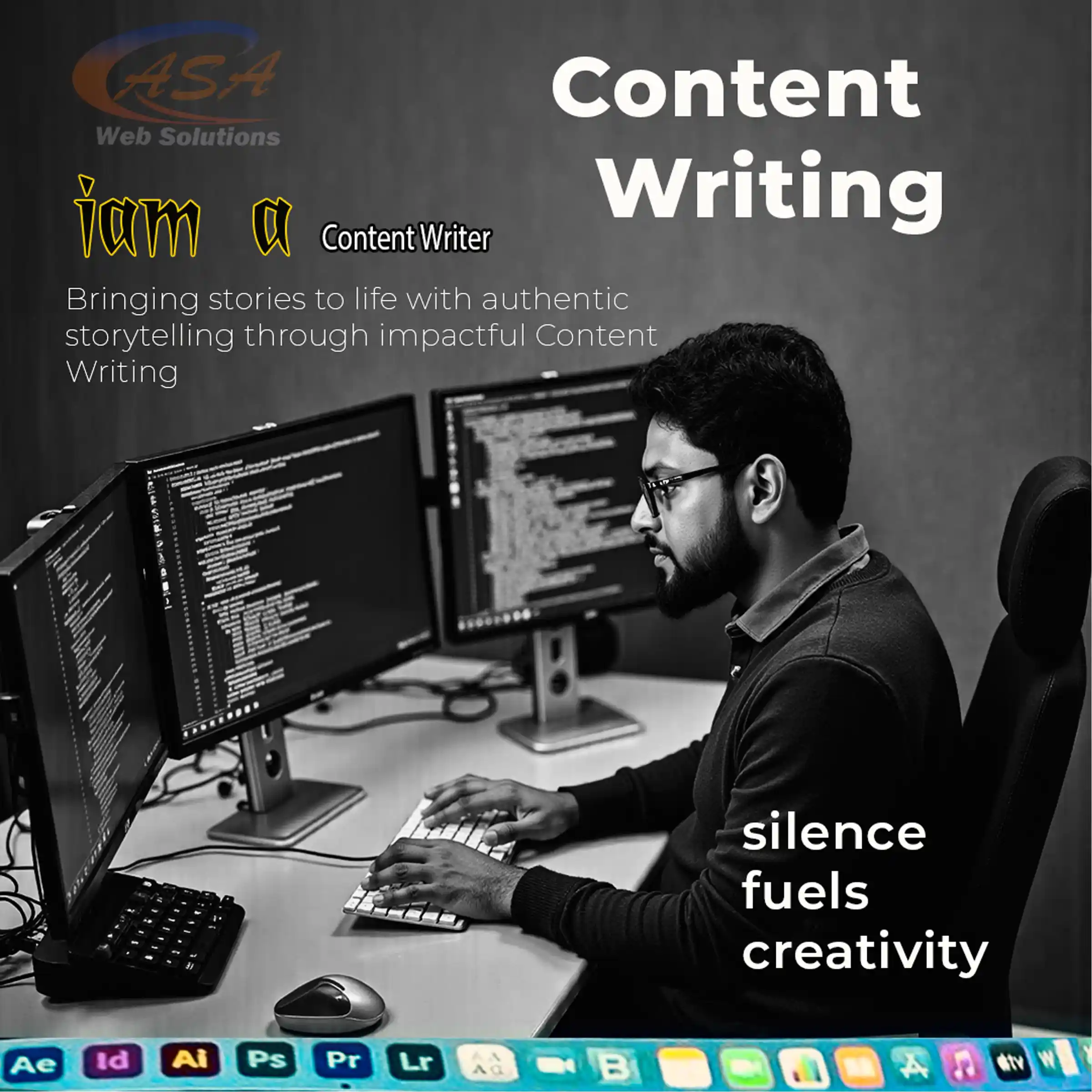 Professional content writer at ASA Web Solutions working on impactful storytelling and creative content writing.