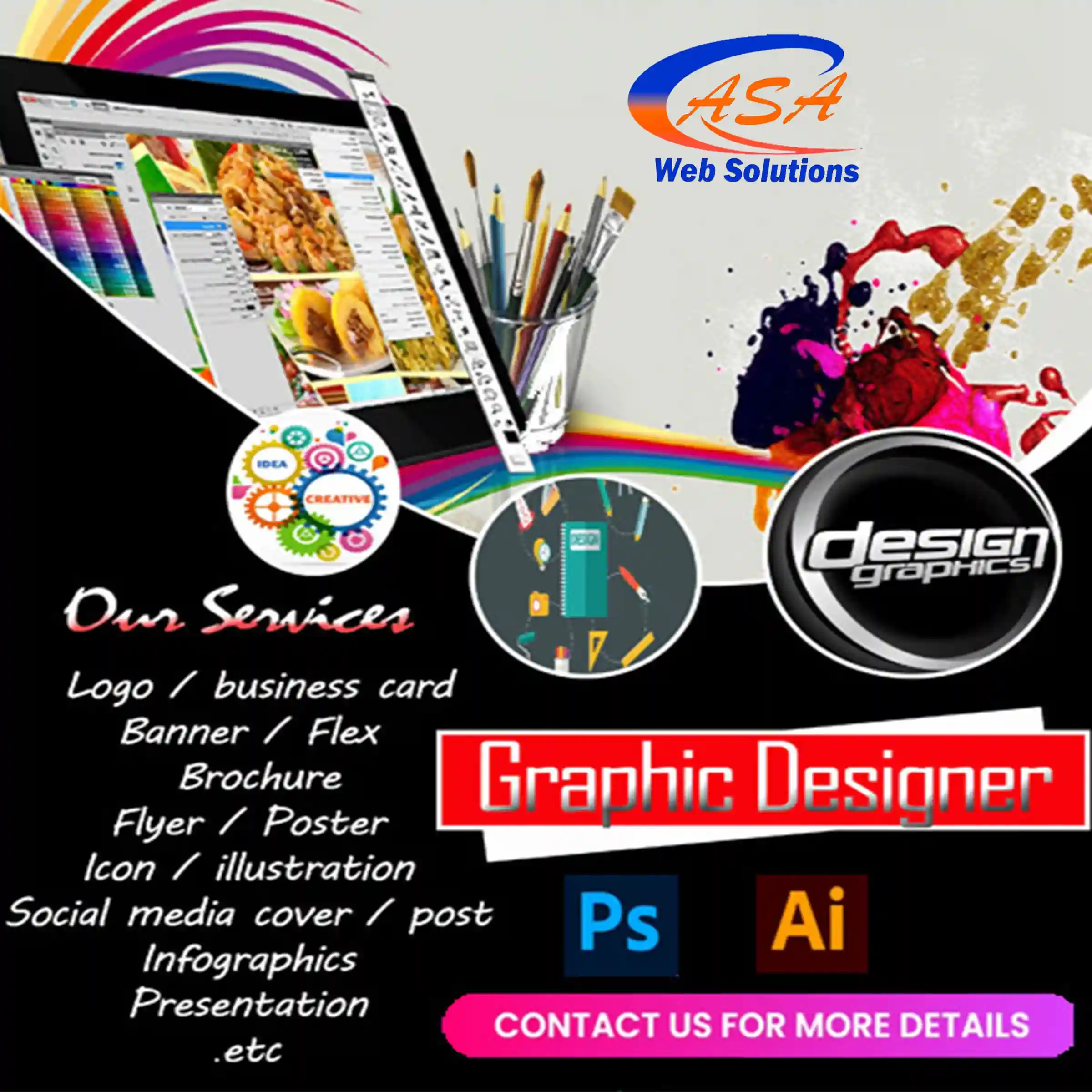 ASA Web Solutions Graphic Design Services – Logo, Banners, Flyers, Posters, Social Media Designs & More.