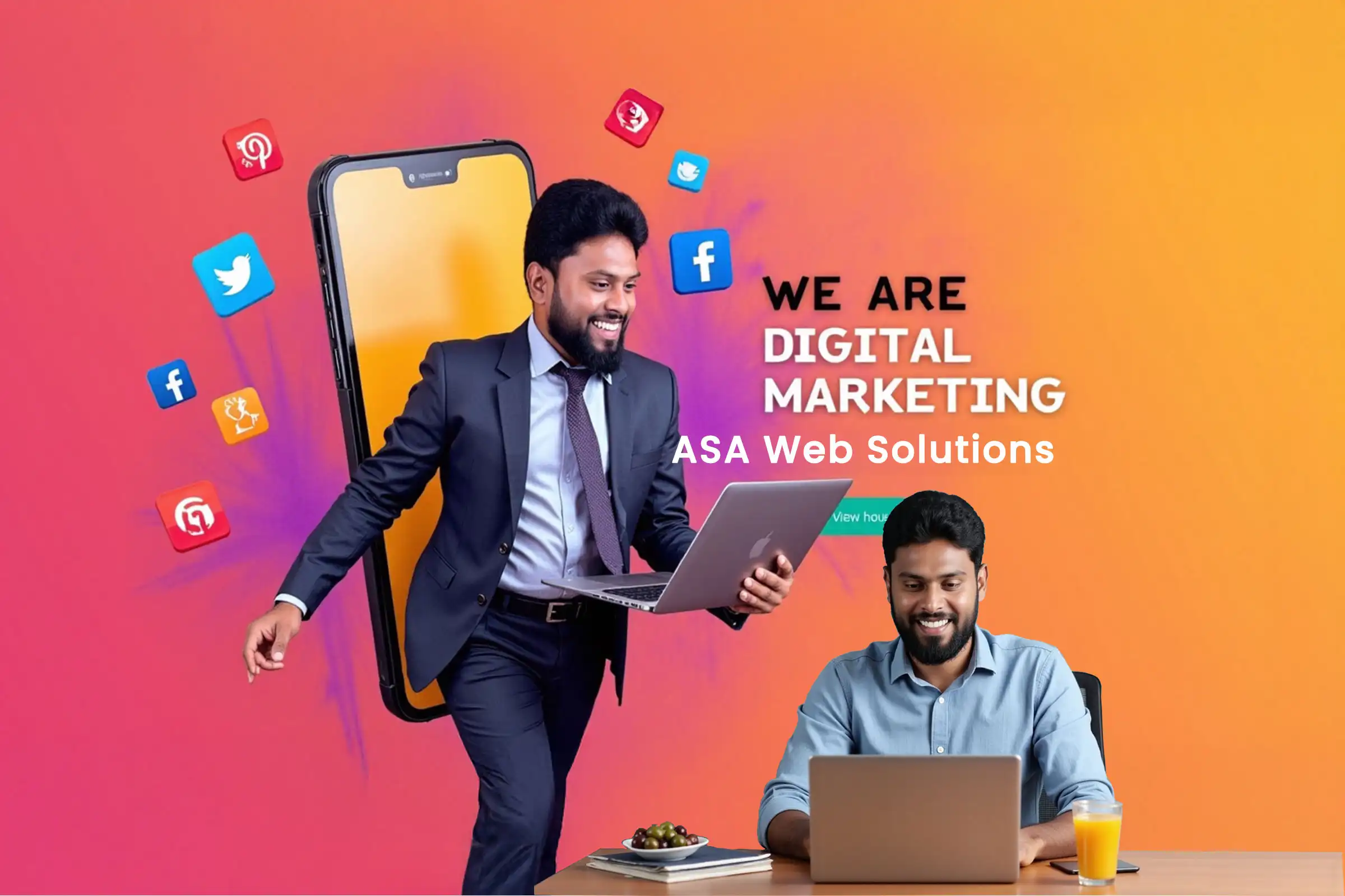 ASA Web Solutions - Digital Marketing Agency offering website design, development, graphic design, video editing, and social media